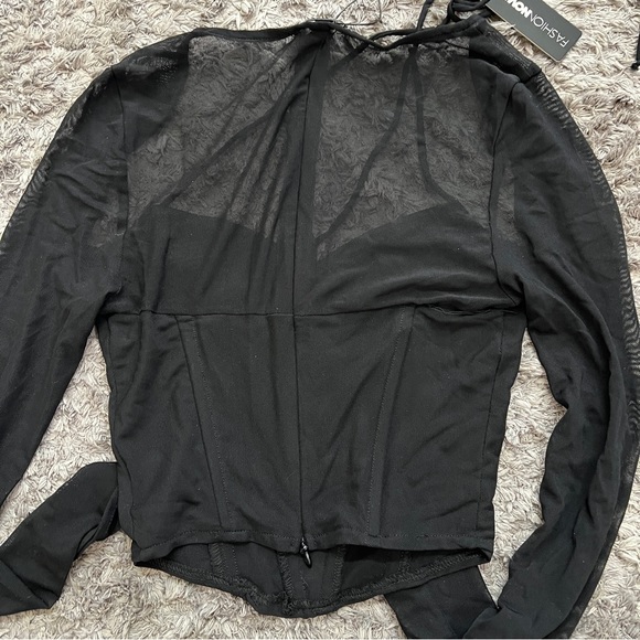 Mesh y2k flare sleeves crop top - Picture 3 of 9